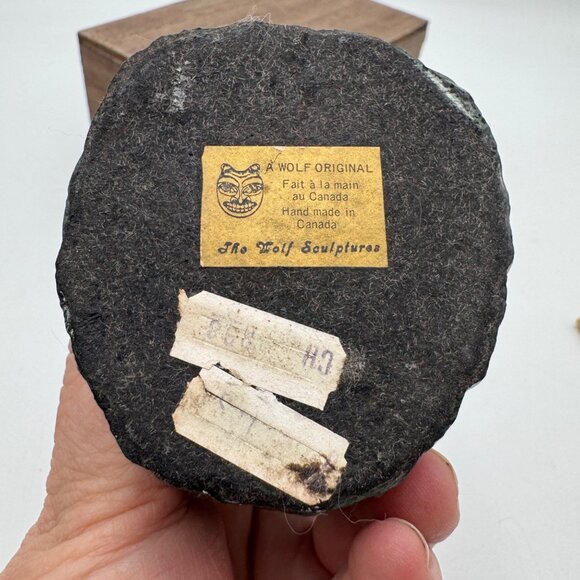 Inuit Sculpture Black Soapstone Hand Made The Wolf Sculptures Canada Parent moth - Picture 9 of 13